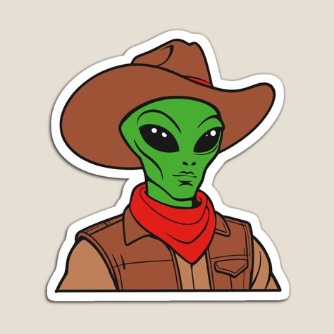 Get my art printed on awesome products. Support me at Redbubble #RBandME: https://www.redbubble.com/i/magnet/Green-Alien-Cowboy-by-21im-Art/164658493.TBCTK?asc=u Alien Cowboy, Green Alien, Space Cowboy, The Wild West, Quirky Design, Outer Space, Wild West, Aliens, Art Dolls