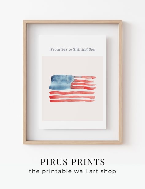 Patriotic Watercolor Art, 4th Of July Watercolor, Coastal Americana, Abstract American Flag, Patriotic Watercolor, Watercolor American Flag, Flag Watercolor, July 4th Decor, From Sea To Shining Sea