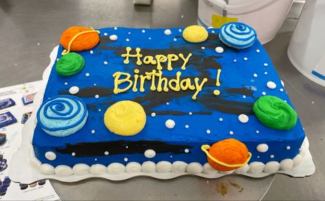 Space Birthday Cake Boys, Space Sheet Cake, Outer Space Cakes For Kids, Planet Birthday Cake, 3rd Birthday Cakes For Boys, Outer Space Birthday Cake, Space Themed Birthday Cake, Space Birthday Cake, Outer Space Cake