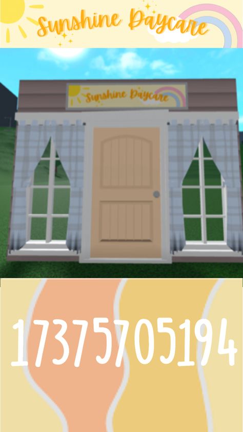 Use the “Wide Painting” in Bloxburg! Here the code to copy/paste: 17375705194. Super cute to use in your town or other builds!!! Town Sign, Bloxburg Town, City Layout, Bloxburg Decals Codes, Bloxburg Decals, Day Care, Copy Paste, Super Cute, Layout