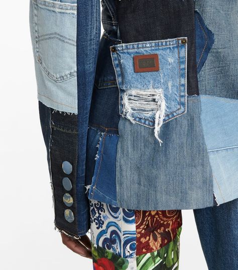 Dolce & Gabbana - Patchwork denim blazer | Mytheresa Patchwork Denim, Denim Blazer, Denim Patchwork, Dolce & Gabbana, Designer Brands, Diy Clothes, Fall In Love, Saint Laurent, Dolce And Gabbana