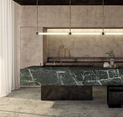 ARCHITECTURAL MARBLE on Instagram: “What a #kitchenisland 😲😲😲 Follow: 🏛️ @architectural_marble_official Follow: 🧱 @architectural_marble_official Tag 👉 someone who will…” Marble Island, Lounge Space, Kitchen Marble, Trendy Kitchen, Green Marble, Minimalist Kitchen, Black Kitchens, Counter Top, Commercial Interiors