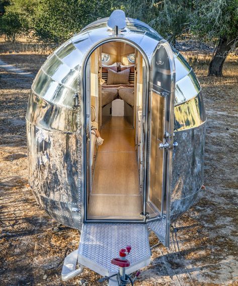 bowlus 'volterra', all-electric aluminum travel trailer, Privacy Is Luxury, Aluminum Trailer, Metal Siding, Santa Barbara California, Mountain Peak, Off Grid Living, Off Grid, Off The Grid, House On Wheels