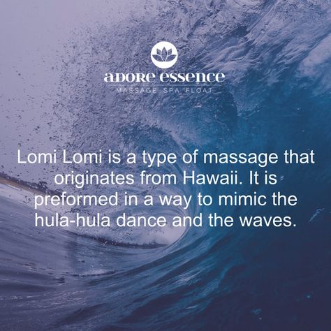 Lomi Lomi is a type of massage that originates from Hawaii. It is preformed in a way to mimic the hula-hula dance and the waves. 🌊 Learn more here. 👉https://health.howstuffworks.com/wellness/spa-health/lomi-lomi-massage.htm #Massage #SelfCare #Relaxation #Gurnee #Illinois Lomilomi Massage, Lomi Lomi Massage, Massage Therapy Quotes, Lomi Lomi, Massage Business, Hula Dance, Therapy Quotes, Insta Ideas, Business Content