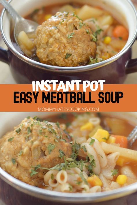 Instant Pot Meatball Soup is a great way to warm up in a quick minute with this soup in the Instant Pot. This is perfect for a cold day. #NinjaFoodi #InstantPot #GlutenFree Pressure Cooker Soup, Soup With Pasta, Instant Pot Soup Recipes, Meatball Soup, Healthy Family Dinners, Frozen Meatballs, Best Instant Pot Recipe, Instant Pot Soup, Healthy Instant Pot Recipes