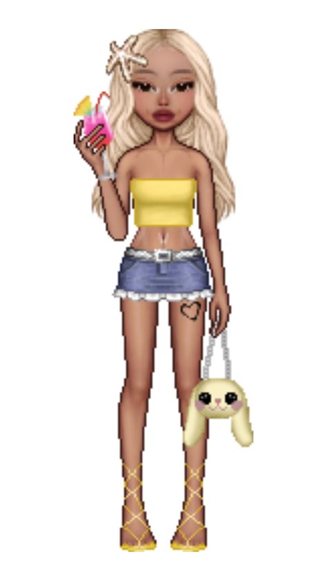 Everskies Summer Outfits, Everskies Aesthetic, Outfit Inspo Coquette, Aesthetic Avatar, Y2k Outfits Aesthetic, Yellow Y2k, Everskies Outfits, Outfits Y2k, Summer Girl