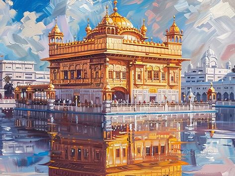 Gurudwara Sikh Art Golden Temple Poster Unframed Sikh Wall Art Sikhism Gurudwara Sahib Wallpaper Sikh Gift Home Decor Sikh Art Oil Painting - Etsy Norway Golden Temple Amritsar Painting, Gurudwara Sahib Wallpaper, Gurudwara Sahib, Watercolor Reference, Temple Poster, Temple Wall Art, Resto Bar, Sikh Art, Golden Temple Amritsar