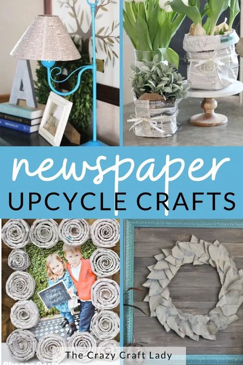 Newspaper can easily substitute regular paper for so many projects - give one of these creative newspaper crafts a try today! Newspaper Art And Craft, Newspaper Flowers, Upcycle Crafts, Newspaper Crafts Diy, Diy Newspaper, Recycle Newspaper, Mod Podge Crafts, Recycled Art Projects, Newspaper Art