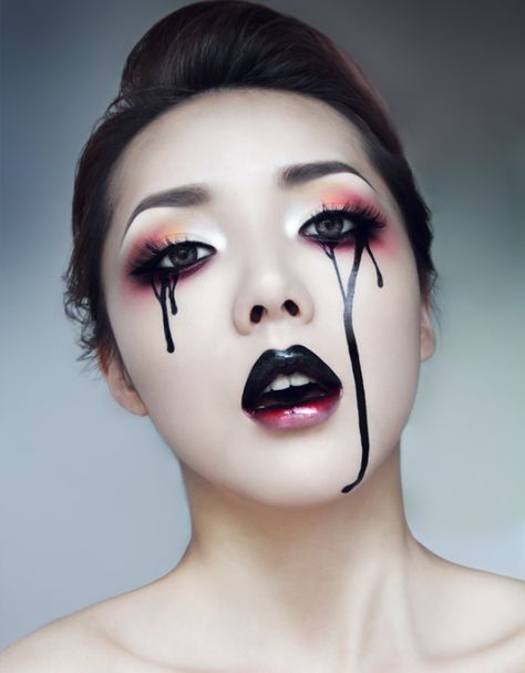 park hyemin #Pony Fantasy Make-up, Pony Makeup, Drag Make-up, Punk Makeup, Avant Garde Makeup, Gothic Makeup, Goth Makeup, Halloween Make Up, Fantasy Makeup