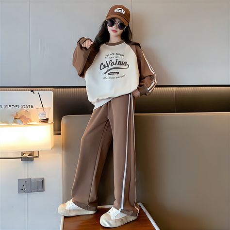 Girls Tracksuit 2024 Autumn New Casual Sweatshirt Two Pieces Teen Children Clothing Set School Casual Sportswear 12 13 14 Years - AliExpress 1501 Respect Girls, Beauty Apps, Sportswear Outfits, Girls Sportswear, Tracksuit Outfit, Casual Outfits For Teens, Tomboy Outfits, Casual Sportswear, Easy Trendy Outfits