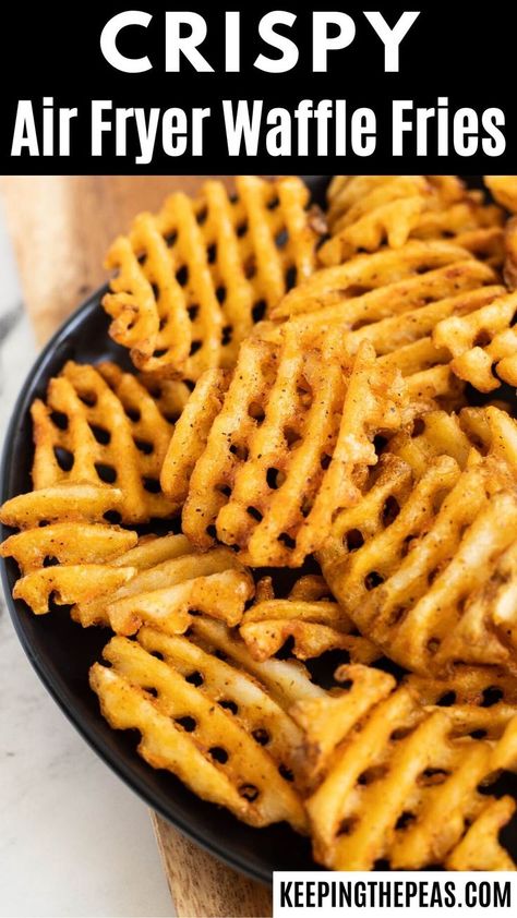 waffle fries on black plate Air Fryer Waffle Fries, Waffle Fries Recipe, Cooking French Fries, French Fries Recipe, Frozen Waffles, Waffle Fries, Air Fryer Oven Recipes, Homemade Waffles, Air Fry Recipes