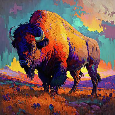 Buffalo Pictures, Buffalo Painting, Buffalo Animal, Bison Art, Buffalo Art, Wildlife Wall Art, Navajo Art, Wildlife Painting, Unique Wall Art Decor