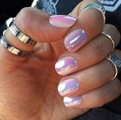 Chrome Nail Colors, Nail Design Gold, Ombre Chrome Nails, White Chrome Nails, Wedding Acrylic Nails, Coffin Acrylic Nails, Pink Chrome Nails, Water Color Nails, Milky Nails