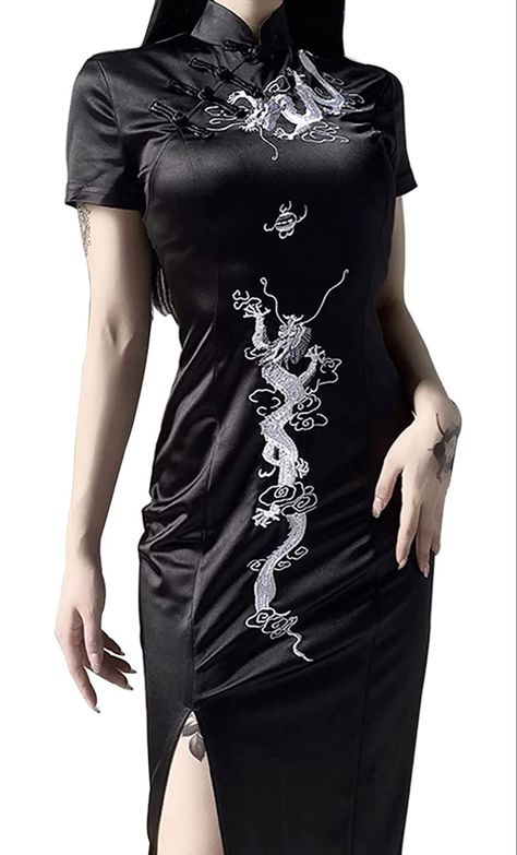 Plus Size Long Skirts, Edgy Dress, Grunge Dress, Dresses Aesthetic, Japanese Dress, Dress Stand, Dress Women Elegant, Cheongsam Dress, Black Velvet Dress