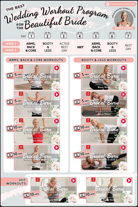 Bridal Exercise Workout Plans, Workouts For Wedding Brides, 6 Week Wedding Workout Plan, Wedding Workout Plan Gym, Wedding Prep Workout, Bride Workout Plan At Home, Wedding Bootcamp Workout, Bride Fitness Plan, Wedding Prep Workout Plan