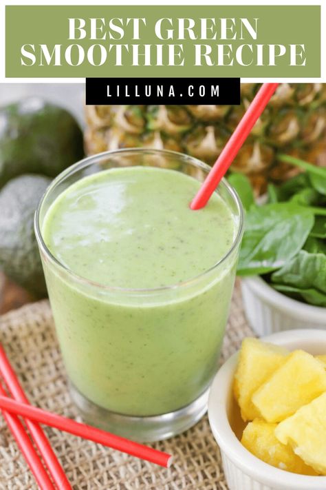 This quick and easy 5 minute Best Green Smoothie Recipe is fresh and YUMMY! It is filled with fruit goodness & vitamin-rich spinach. #greensmoothie #smoothierecipe #healthysmoothie #smoothies #healthy #breakfast Spinach Smoothie Recipes Healthy, Smoothies Healthy Breakfast, Fresh Smoothie Recipes, Spinach Smoothie Recipes, Filling Smoothie, Smoothies Healthy, Best Green Smoothie, Green Smoothie Recipe, Fresh Smoothies