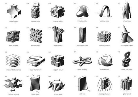 françois blanciak: siteless, 1001 building forms (2008) Forms Of Buildings, Building Forms Concept, Form Transformation Architecture, Architecture Form Development, Architecture Form Concept, Form Architecture Concept Shape, Additive Forms In Architecture, Form Development Architecture Shape, Form Concept