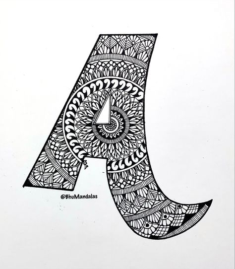 A Alphabet Mandala Art, Mandala Art In Alphabets, Mandala Alphabet Letters Free Printable, Alphabet Mandala Art Letter S, A Letter Mandala Art, Dodells Art, Alphabet Mandala Art, Letter Mandala, Alphabet Mandala