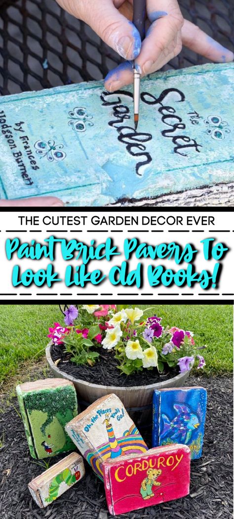 Painting Brick Pavers, Painted Bricks Crafts, Painting Brick, Storybook Gardens, Painted Pavers, Brick Crafts, Brick Art, Brick Garden, Bricks Diy