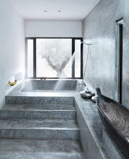 STUDIO COLLECTIVE Japanese Bathroom Ideas, Design Interior Baie, Concrete Bath, Japanese Bathroom, Concrete Bathroom, Bad Inspiration, Decor Baie, 아파트 인테리어, Bachelor Pad