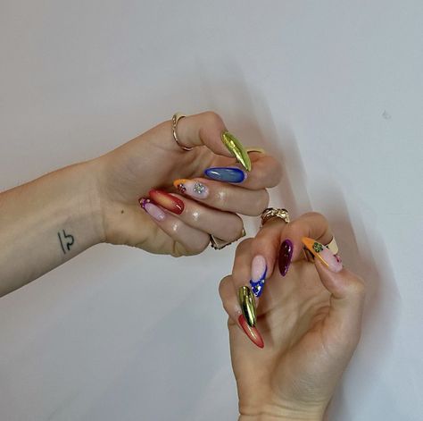 nail inspo, long nails, acrylic nails, long nail inspo, long nail idea, nail idea, summer nails, summer nail idea, fun nails, fun nail idea Nail Inspo Long, Long Nails Acrylic, Hoco Nails, Beauty Nails Design, Colorful Nails, Vibrant Nails, Nail Idea, Nails Only, Pastel Nails