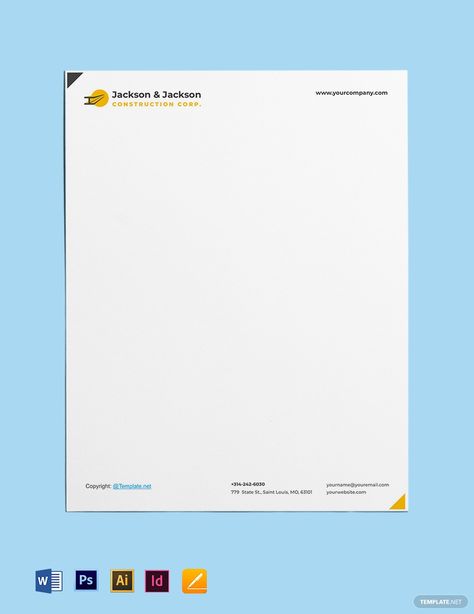 Modern Stationary Design, Letterhead Sample, Letterhead Template Word, Company Letterhead Template, Free Microsoft Word, Royalty Free Fonts, Professional Letterhead, Microsoft Word Free, Color Template