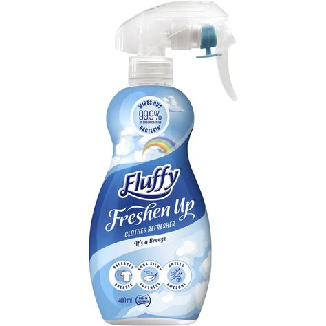 Fluffy Clothes Refresher Spray Freshen Up It's A Breeze 400mL | Woolworths Fluffy Clothes, Klebsiella Pneumoniae, Fluffy Fabric, Washing Laundry, Wipe Out, Creative Packaging Design, Creative Packaging, Minimalist Logo Design, Fabric Softener