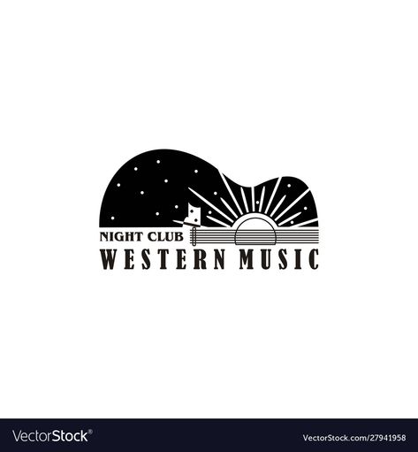 Vintage Music Logo Design, Country Music Illustration, Country Music Logo, Futurism Typography, Country Logo Design, Western Saloon Bar, Guitar Logo Design, Musician Logo, Music Band Logo