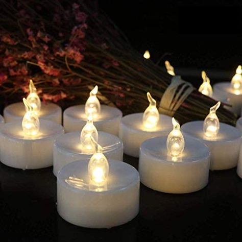 Battery Operated Flameless LED Tea Lights Candles 24-Pack Realistic Flickering Candle with Warm White Bulb Light for Christmas Halloween Decoration,Festivals,Weddings : Amazon.co.uk: Lighting Battery Tea Lights, Led Tea Light Candles, Fake Candles, Flameless Tea Lights, Electronic Candles, Battery Operated Tea Lights, Candle Wedding Decor, Mini Candle, Led Tea Lights