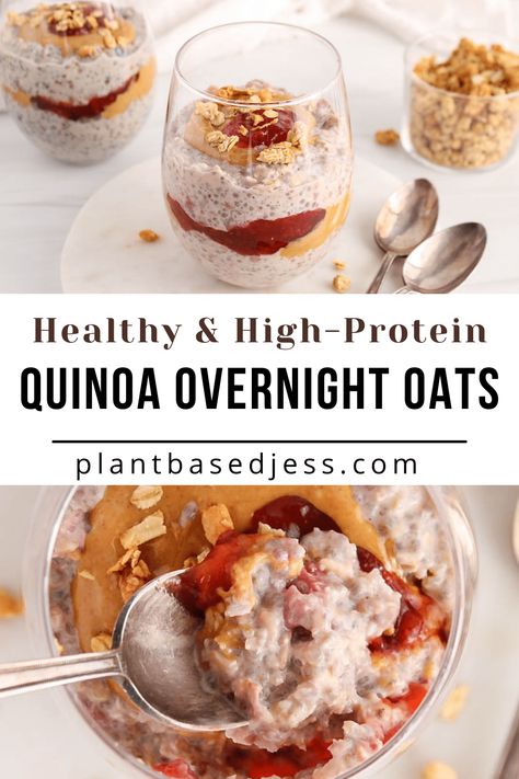 Chia Seeds Plant, Overnight Quinoa Breakfast, Oats Plant, Overnight Quinoa, Quinoa Oats, Quinoa Oatmeal, Quinoa Recipes Breakfast, Chia Puddings, Chia Overnight Oats