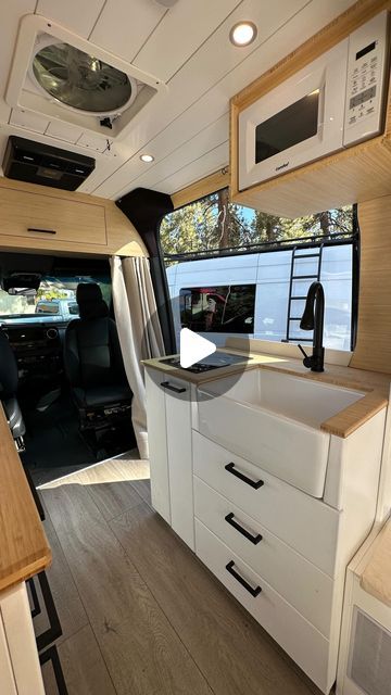 Big Bear Vans on Instagram: "Stunning 🌟Palermo🌟 interior design in a 144 Sprinter van!
More of these white / natural wood AWD custom Sprinters are coming this summer 🌺 
Watch us creating beautiful campers! There will be bamboo countertops, wavy geometrical wall cabinets, full standing aluminum off white showers, wooden planks, elevator beds and swivel double seats.
Constantly upgrading and ready to follow your vision! 
Let’s build!
While we are revealing in stories daily what we are working on right now, enjoy this video clip about one of our prettiest builds (a custom 4x4 144 Sprinter van, 2022)." Sprinter 144 Conversion Layout, Promaster Van Conversion Interior, 144 Sprinter Van Conversion Layout, 144 Sprinter Van Conversion, Sprinter Van Interior Ideas, Caravan Interior Design, Sprinter Van Conversion Layout, Sprinter Interior, Sprinter Motorhome