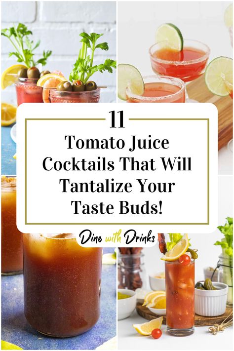 Collage of 4 tomato juice cocktails. Juice Cocktail Recipes, Tomato Juice Recipes, Orange Aesthetics, Unique Drinks, V8 Juice, Juice Cocktails, Cocktail Juice, Unique Drink, Juice Fast