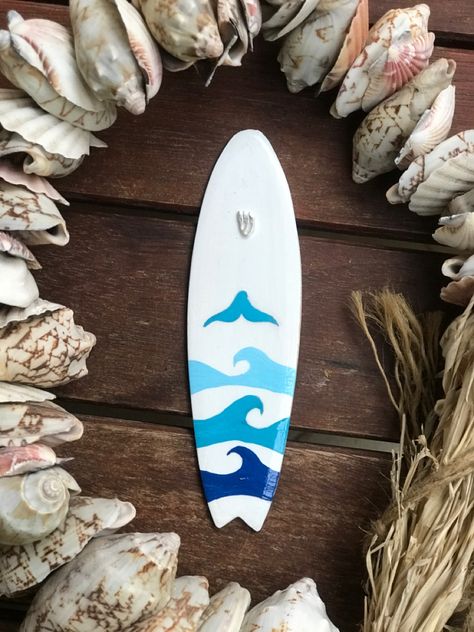 Ceramic Surfboard, Surfboard Craft, Mini Surfboard, Whale Tail, Surfboard, Surfing, Ceramics, Fimo