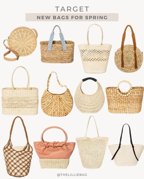 New bags for spring from target!! Handbag. Woven bag. Tote. Purse. Straw bag. Beach bag. Vacation essentials