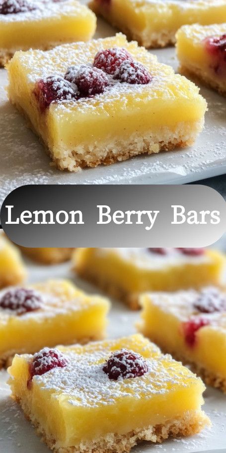 Lemon Berry Bliss Bars: A delightful twist on classic lemon bars with the zesty brightness of lemons and the sweet richness of seasonal berries. Perfect for picnics or as a delectable dessert after dinner. Berry Bars, Bliss Bars, Classic Lemon Bars, Bliss Bar, Picnic Desserts, Morning Recipes Breakfast, Berry Dessert, Lemon Raspberry, Sunny Afternoon