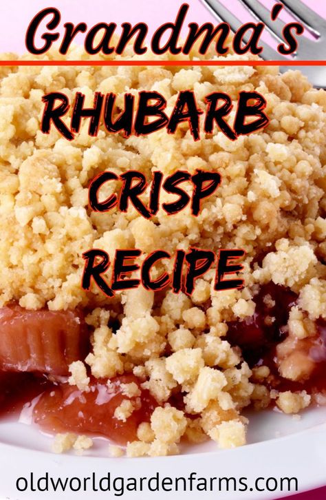 Grandma's Rhubarb Crisp Recipe - A Recipe Worth Passing Down | Recipe | Rhubarb desserts, Rhubarb recipes crisp, Best rhubarb recipes Easy Strawberry Rhubarb Crisp, Rhubarb Crisp Muffins, Rubarb Deserts Crisp, Best Rhubarb Crisp Recipe, Rhubarb Crisp 9x13 Pan, Rhubarb Pie With Crumb Topping, Rhubarb Crunch Recipes, Quick And Easy Rhubarb Recipes, Things To Make With Rhubarb