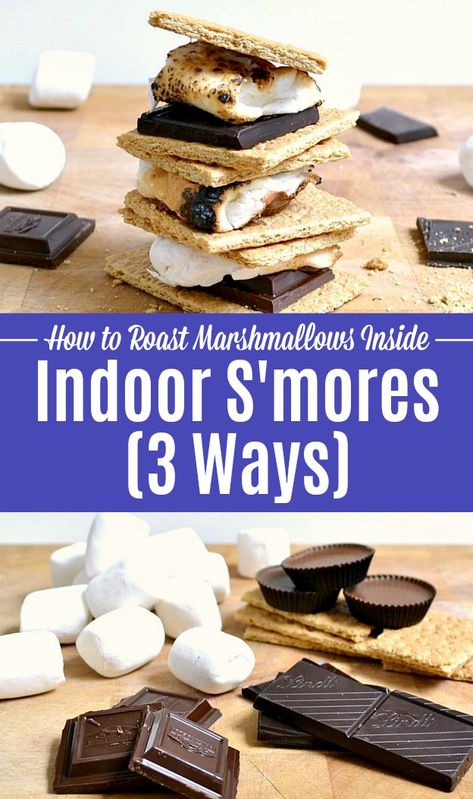 Smores Indoors Ideas, Make Smores Indoors, Roasting Marshmallows Indoors, Stove Top Smores, How To Make Smores Inside, How To Make Smores At Home, Microwave Smores How To Make, S’mores At Home, Indoor Smores Recipe