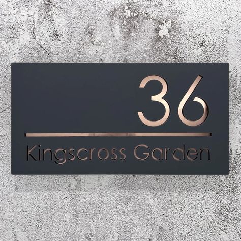 Number Plate Design, Mirror Text, House Number Plates, Circle House, Door Number Plaques, Door Name, House Plaques, Acrylic Signage, House Number Plaque