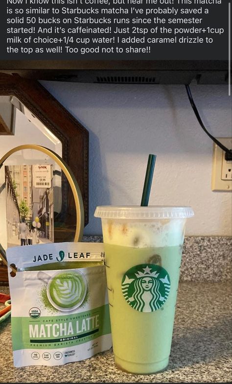 Cheap Starbucks Drinks, Starbucks Copycat Recipes Drinks, Matcha Drink Recipes, Starbucks Copycat Recipes, Starbucks Matcha, Cold Starbucks Drinks, Secret Starbucks Recipes, Starbucks Drinks Diy, Matcha Latte Recipe