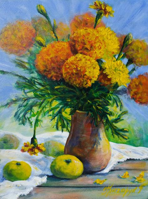 Marigold Painting, Painting On Cardboard, School Art Projects, School Art, Art Project, 7 H, Sale Price, Painting Acrylic, Art School