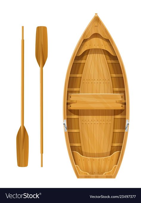 Wooden boat with paddles Royalty Free Vector Image Marine Transportation, Wooden Boats, Paddles, Free Vector Images, Png Images, Float, Transportation, Nautical, White Background