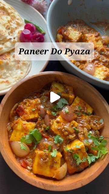 Reeta's Kitchen on Instagram: "Dhaba style Paneer Do Pyaza! Check the recipe for the special curd masala that makes it taste so good! As usual ingredients in the caption below! Comment what I should cook next! 🥳🌸 . . Ingredients For Paneer coating Paneer 300G Red chilli paste 1/4 tsp Salt Turmeric 1 pinch Kasuri methi 1 pinch Oil Turmeric For gravy Curd 75 Turmeric 1/4 tsp Cumin 1 tsp Black pepper 1/4 tsp Aniseeds 1/4 tsp Crushed coriander 1 tsp Cardamom 3 Large cardamom 1 Bay leaf 1 Cinnamon few pieces Cloves 4 Onion finely chopped 1 cup Ginger garlic paste 1 tsp each Kashmiri chilli paste 1 tsp Hing 1 pinch Tomatoes finely cut 2 Salt Coriander stems 1 tsp Kasuri methi Coriander leaves Fot tadka Ghee and coriander seeds Garlic ginger chopped 1 tsp each Red and green chillies Paneer Do Pyaza Recipe, Kashmiri Chilli, Kasuri Methi, Garlic Seeds, Ginger Garlic Paste, Chilli Recipes, Chilli Paste, Paneer Recipes, Bay Leaf