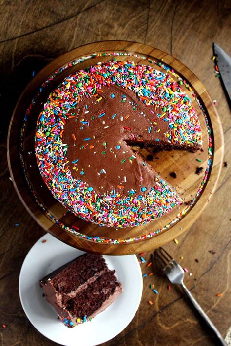 Easy Chocolate Birthday Cake | Sprinkles | Simple Recipe | Best Triple Chocolate Cake Chocolate Birthday Cake Recipe, Birthday Cake Shots, Cake Shot, Cake Shots, Triple Chocolate Cake, Chocolate Birthday Cake, Orange Chocolate Cake, Birthday Cake Chocolate, Sprinkle Cake