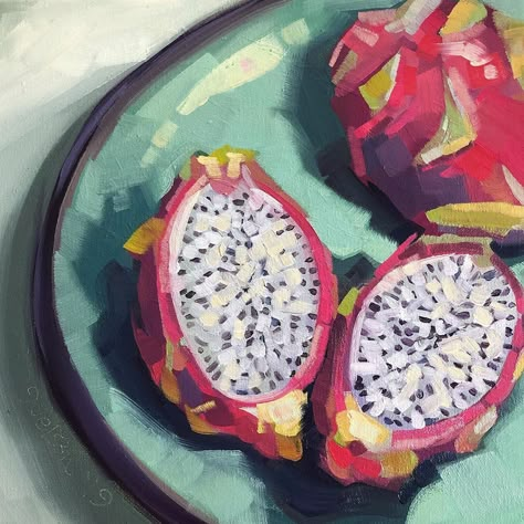 Fairy Garden Drawing, Dragon Fruit Tree, Painting On Hand, Fruit Art Drawings, Ceramic Cafe, Life Drawing Reference, A Level Art Sketchbook, Fruit Wallpaper, Food Painting