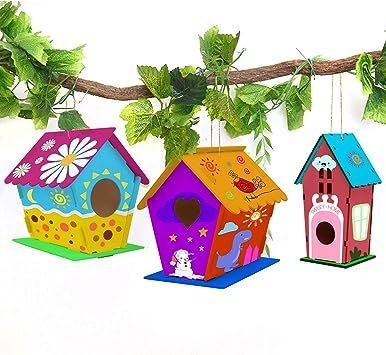 🎁【Package Include】Package includes 4 unassembled birdhouses with 12 x 2 paints, 4 brushes, 1painting palete, 4 strings and 2 glues. Bird House Crafts, House Crafts For Kids, Diy Bird House, Diy Birdhouse, Summer Arts And Crafts, Birdhouse Craft, Wood Birdhouses, Bird House Kits, House Crafts