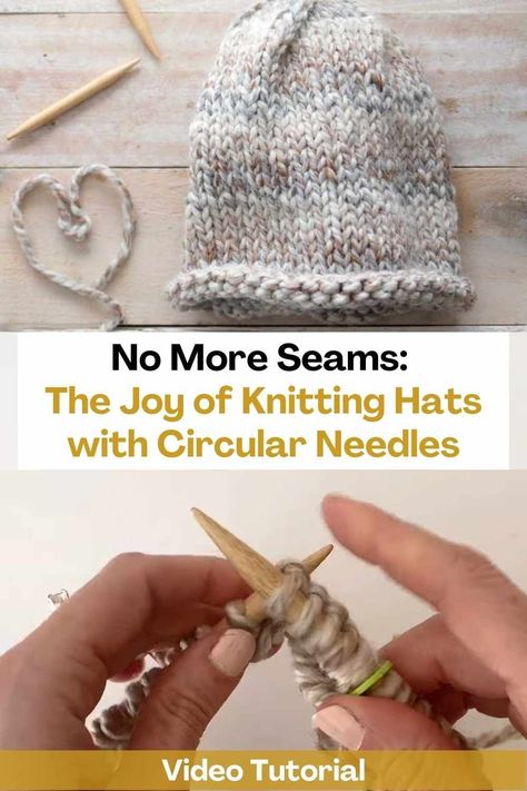 No More Seams: The Joy of Knitting Hats with Circular Needles Knit Hats On Circular Needles, Helix Knitting, Circular Knitting Needles Patterns, Knitting A Hat, Knit Basics, Circular Knitting Patterns, Knitting In The Round, Knitting Crafts, Sewing Seams