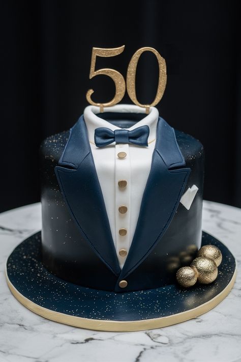 Refined Tuxedo Birthday Cake for Men – Elegant and Memorable 50 Years Birthday Cake Men, 50th Birthday Cake Ideas Men, 50th Birthday Cake For Men Dads, Tuxedo Cake Design, 60th Bday Cake For Dad, 50 Years Birthday Cake, 50th Birthday Cake Designs, 60th Birthday Cake For Men, 50th Birthday Cakes For Men