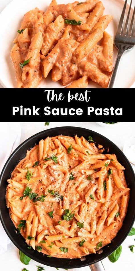 Baked Pink Sauce Pasta, Creamy Tomato Parmesan Pasta, Cheesy Pink Sauce Pasta, Pasta Sauce And Cream Cheese, Pasta With Orange Sauce, Chicken Pasta Recipes Pink Sauce, Cream Cheese Red Sauce Pasta, Cream Red Sauce Pasta, Valentines Pasta Recipe