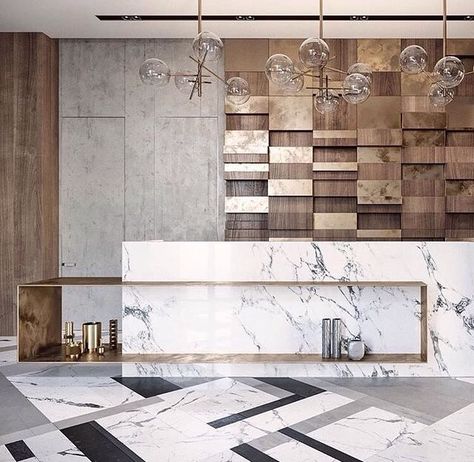 Love this hotel reception desk! The marble and brass combination are superb!! Imagine it as a kitchen island bench!!! #couldbe #kitcheninspo Project by: Mops Architecture Studio #homedesign #lifestyle #style #designporn #interiors #decorating #interiordesign #interiordecor #architecture #landscapedesign Model Dapur, Reception Desk Design, Reception Counter, Counter Design, Lobby Design, Reception Design, Design Hotel, Natural Home Decor, Diy Desk