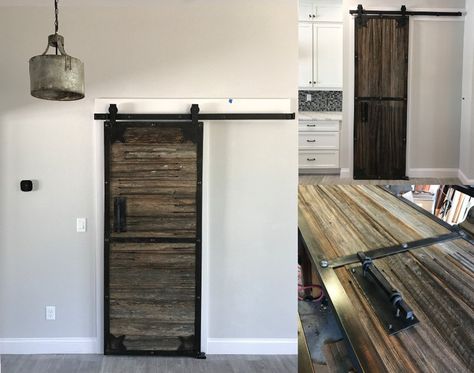 Industrial Sliding Barn Doors | DIY Barn Door Baby Gate, Barn Door Projects, Barn Door In House, Double Sliding Barn Doors, White Barn Door, Diy Sliding Barn Door, Small Barn, Barn Style Doors, Rolling Barn Door